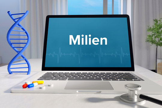 Milien &ndash; Medizin/Gesundheit. Computer im B&uuml;ro mit Begriff auf dem Bildschirm. Arzt/Gesundheitswesen