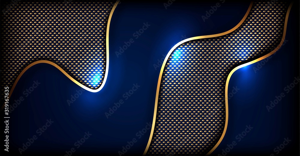 Poster abstract 3d overlap background with gold line background
