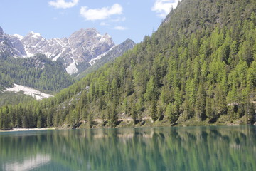 lake in the mountain in Dolomite Alps