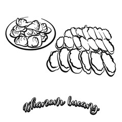 Khanom bueang food sketch separated on white