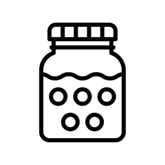 strawberry's jam jar related sweets and candy vector in lineal style