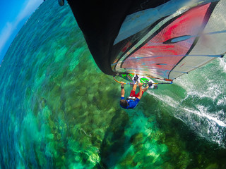 Flying Windsurfer on the ocean expanses