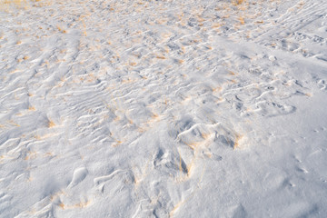 White snow surface texture with soft shadow.