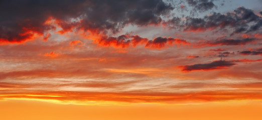 background of cloudscape with beautiful red sunset clouds on sky