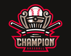 Baseball logo cup design, emblem tournament template editable for your design.
