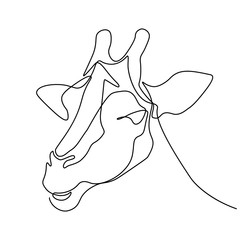 Giraffe head in continuous line art drawing style. Minimalist black linear sketch isolated on white background. Vector illustration © GarkushaArt