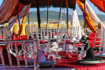 Served tables in tents