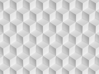 Abstract white 3D geometric cubes background. 3d rendering - illustration.