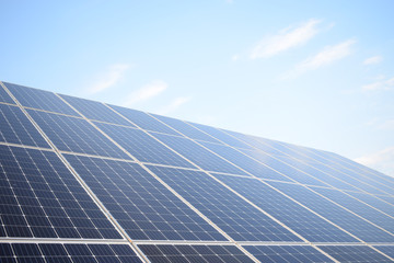 Concept of solar panel and sun