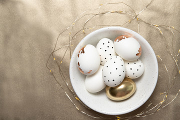 Easter eggs. Beautiful easter composition. Space for text