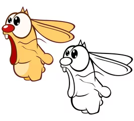 Deurstickers Vectorillustratie van een schattig stripfiguur konijn voor je ontwerp en computerspel. kleur © liusa