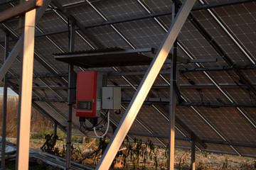 close up cell of solar cell head to sun light for green energy