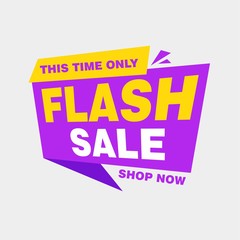 Colorful Flash Sale Banner Design with Yellow and Purple Callout Color Background Template Vector for advertising, social media, web banner