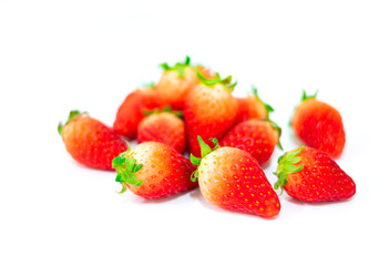 Group of Fresh strawberries on white background.