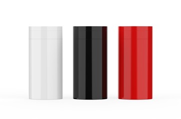 Salt and pepper shaker mock up template, blank round jar pet plastic bottle, 3d illustration