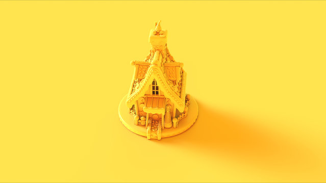 Yellow Christmas Gingerbread House 3d illustration 3d render