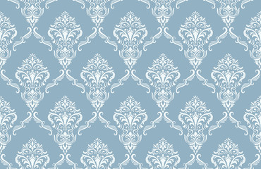 Damask seamless pattern background. Vector classical luxury old damask ornament, royal victorian seamless texture for wallpapers, textile, wrapping. Vintage exquisite floral baroque template.