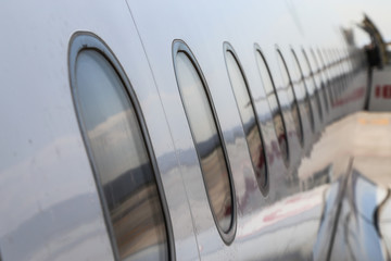 The perspective of the aircraft's eluminators before take-off