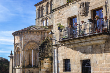 Side view of Santa Juliana Church apse in historic part of Santillana del Mar in Cantabria region of Spain