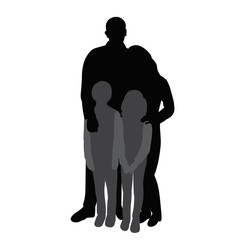 vector, isolated, silhouette, parents and children