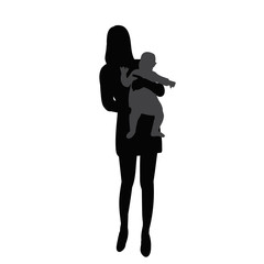 vector, isolated, silhouette mom and baby