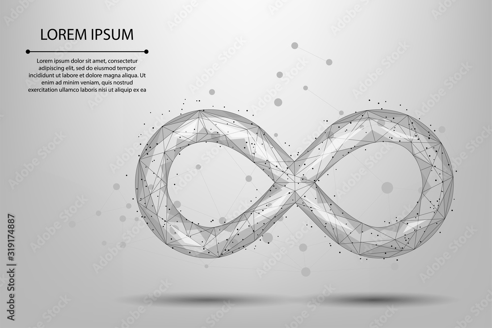 Poster abstract mash line and point infinity icon. polygonal connecting network. low poly vector illustrati