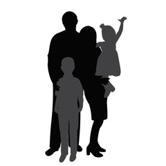 vector, isolated, silhouette, parents and children, family