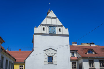 Fototapeta na wymiar Histori city gateway called Stone Gate in Gryfice town, West Pomerania Province of Poland