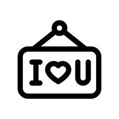 valentines related love and romance written love on hanging board vectors in lineal style,