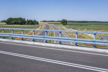 Empty S6 expressway from Ploty and Kielpino in West Pomerania region of Poland