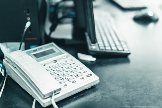 Fixed Line Telephone On The Office Desktop 