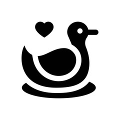 valentines related love and romance duck in water with hearts vector with solid design,