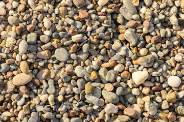 Colorful small pebble and stone for background texture. stones background