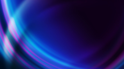 Dark blue abstract background with ultraviolet neon glow, blurry light lines, waves
