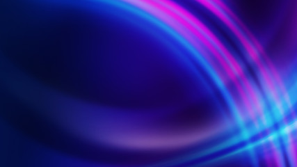 Fond abstrait bleu foncé avec lueur de néon ultraviolet, lignes de lumière floues, vagues