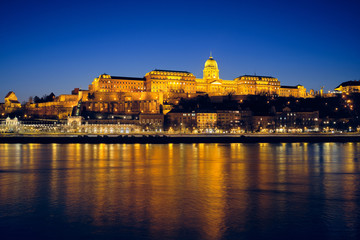 Buda Castle in Budapest at night