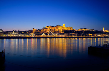Buda Castle in Budapest at night