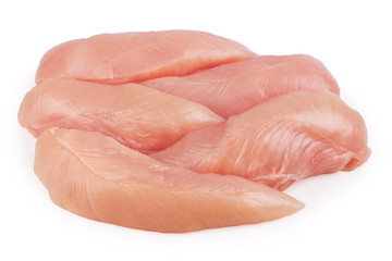 pieces of chicken on a white background