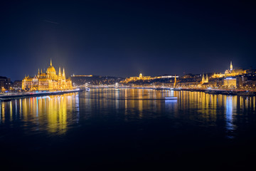 Fototapeta na wymiar Night cityscape in Budapest, Hungary.