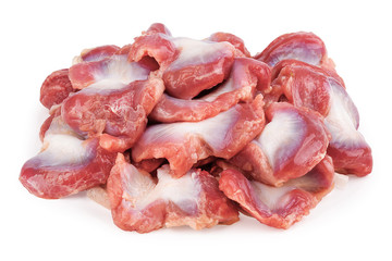 chicken stomachs on a white background