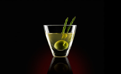 Gin Cocktail with Olive and Samphire garnish