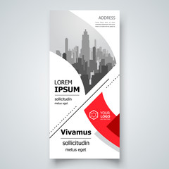 Flyer brochure design template curves waves theme cover red color