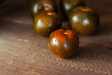 Reddish brown tomatoes closeup