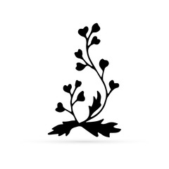 doodle flower icon isolated on white, eco logo, outline hand drawing line art shepherds bag for eco design, sketch flower collection, vector stock illustration