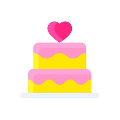 love and wedding related heart on cake vectors in flat design,