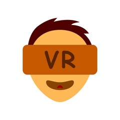 Man and virtual reality mask on a white background, vector