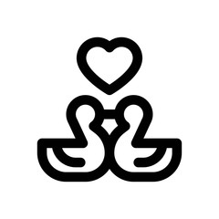 love and wedding related ducks kiss with heart vectors in lineal style,
