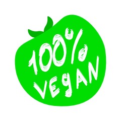 Fototapeta premium 100% vegan green apple on a white background, healthy eating vector