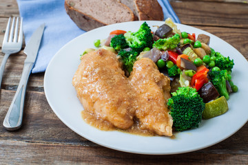 Chicken breast with gravy