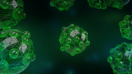 virus in dark tone 3d rendering for  medicine  and  healthcare content.